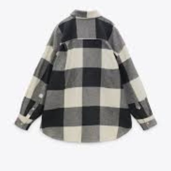 ZARA PLAID CHECKERED FLANNEL BUTTON DOWN SHIRT - Picture 7 of 10
